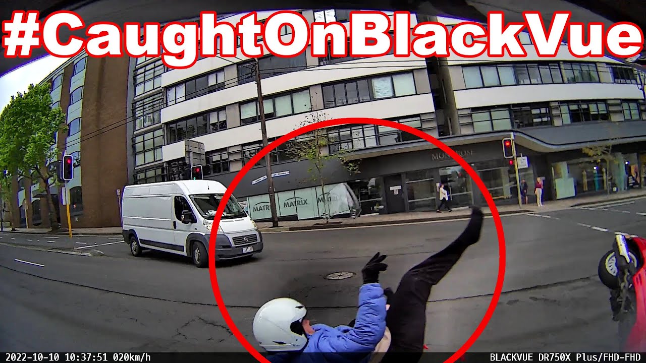 Motorcycle-Crosses-Intersection-On-Red-Crashes-Into-Car-CaughtOnBlackVue