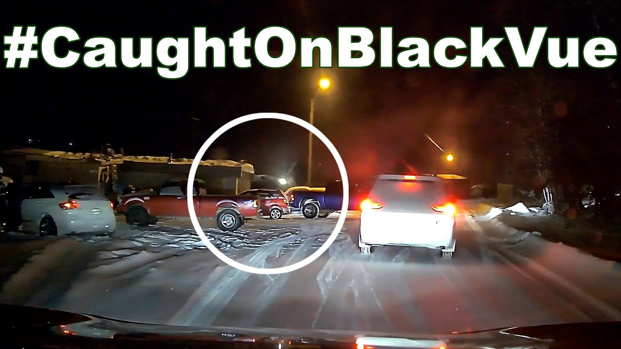 Parked-Car-Hit-By-A-Truck-On-A-Snowy-Night-CaughtOnBlackVue