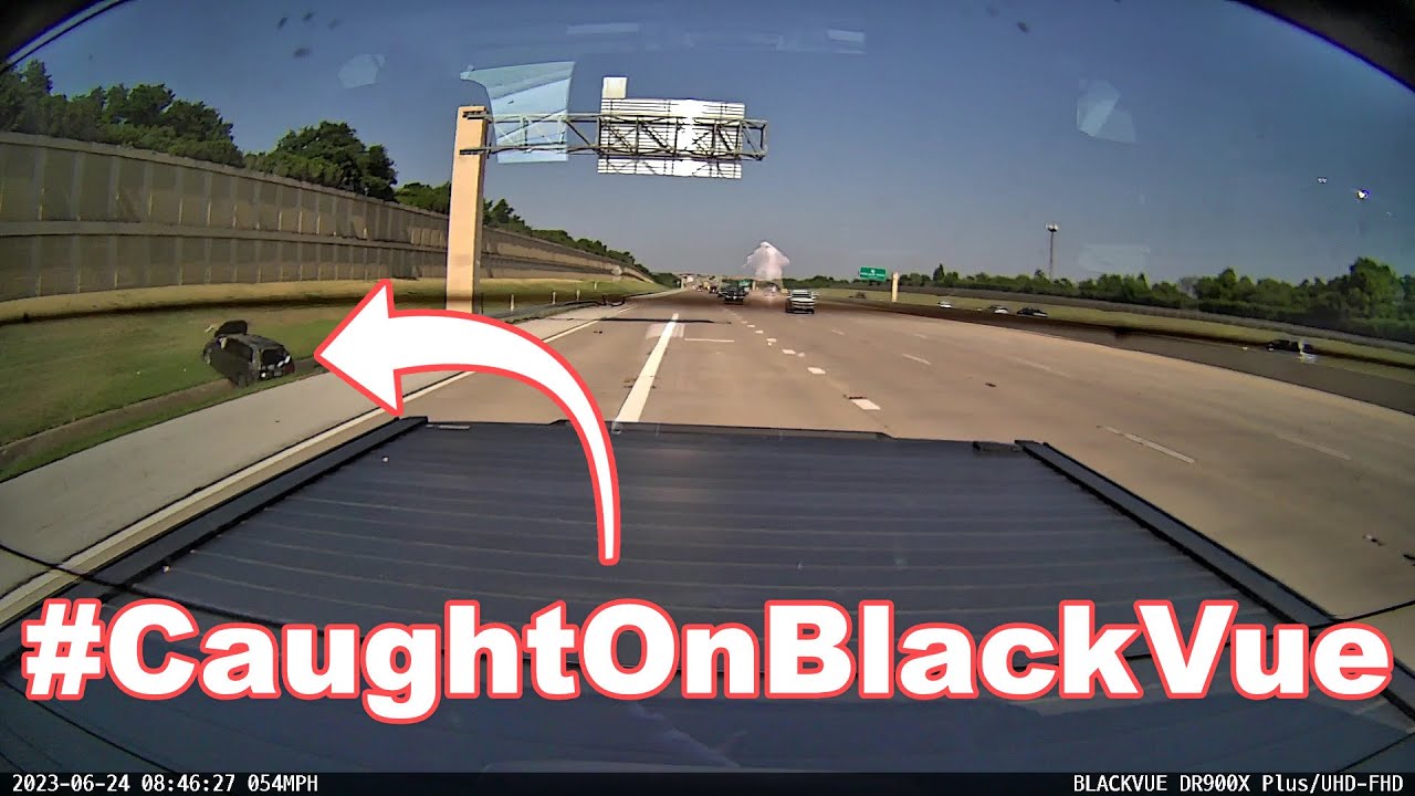 SUV-Hits-Rail-Guard-On-The-Highway-Rolls-Over-Multiple-Times-CaughtOnBlackVue