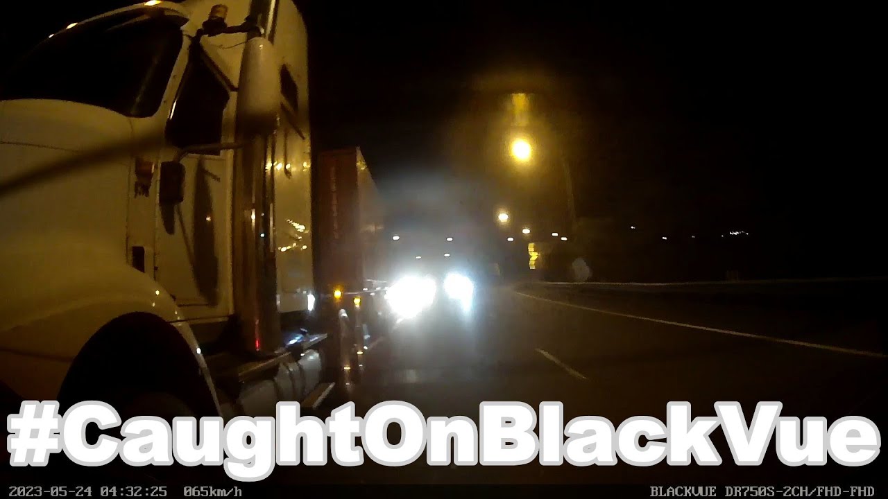 Semi-Truck-Crosses-Over-Solid-Line-Hits-Another-Car-CaughtOnBlackVue