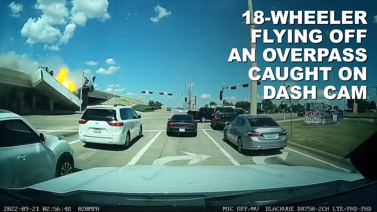 Truck flies off an overpass THUMBNAIL