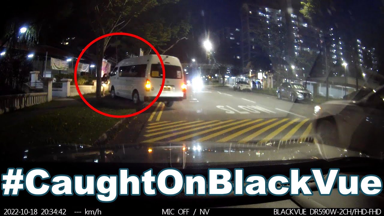 Van-Almost-Hits-A-Pedestrian-After-Driving-Into-A-Curb-CaughtOnBlackVue