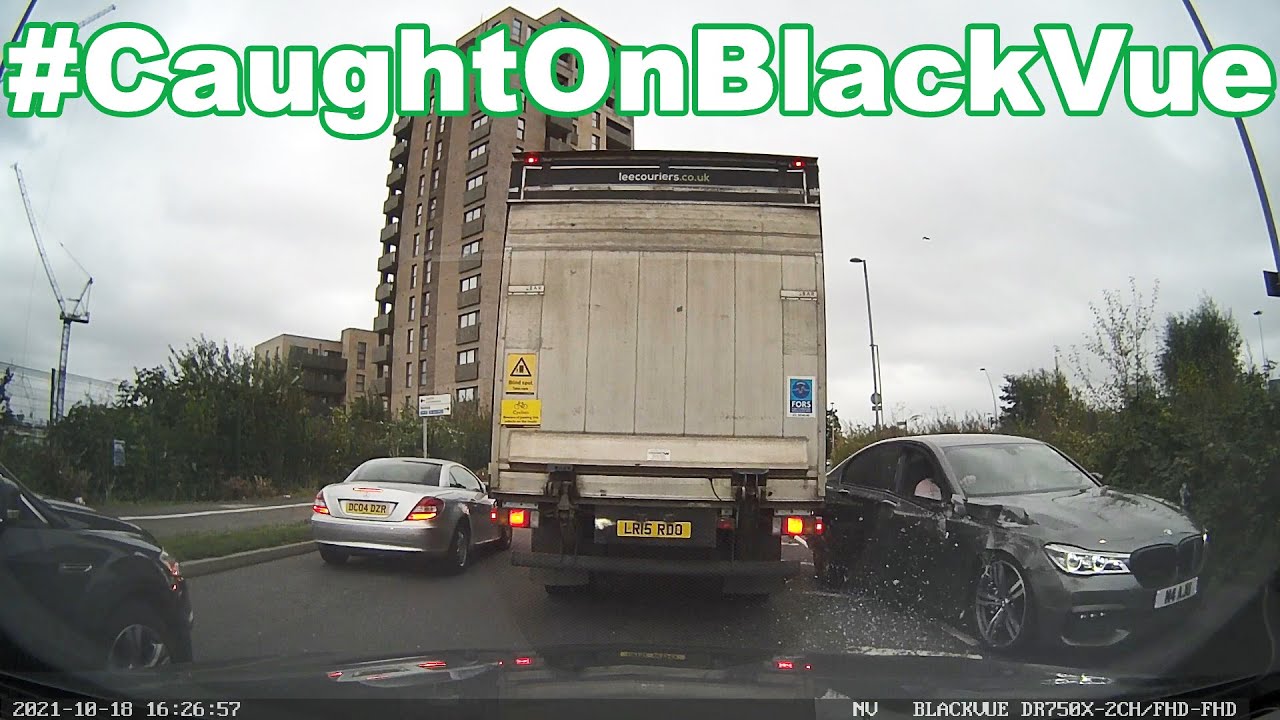 BMW Hits a Truck #CaughtOnBlackVue