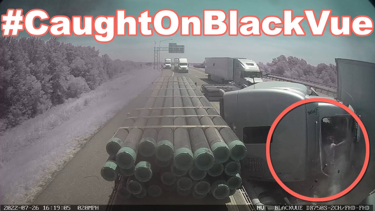 Dash Cam Captures Dramatic Truck Crash, Kid Hanging From The Cabin #CaughtOnBlackVue
