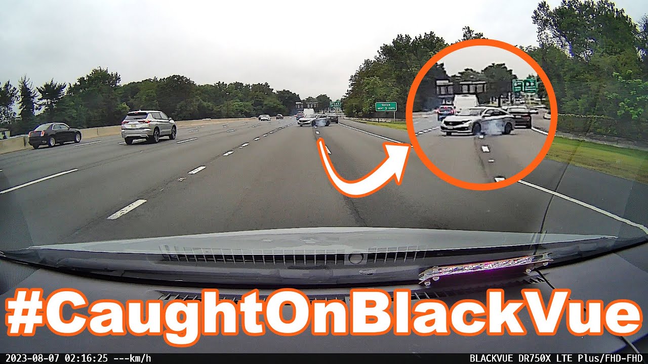 Car Spinning On A Busy Highway #CaughtOnBlackVue